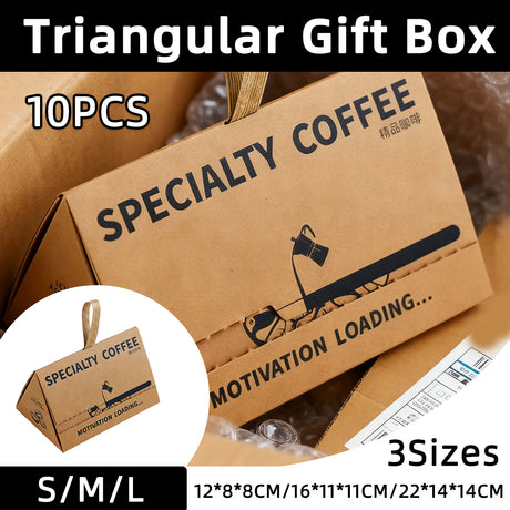 10PCS Triangle Gift Coffee Boxes Kraft Party Favor Wedding Packaging