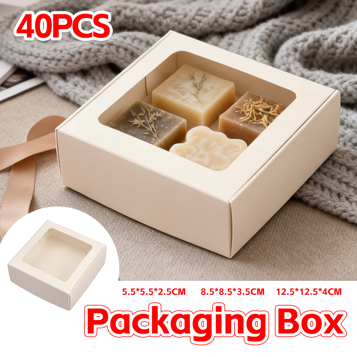 40PCS Kraft Gift Boxes with Clear Window Small Jewelry Party Favor Boxes