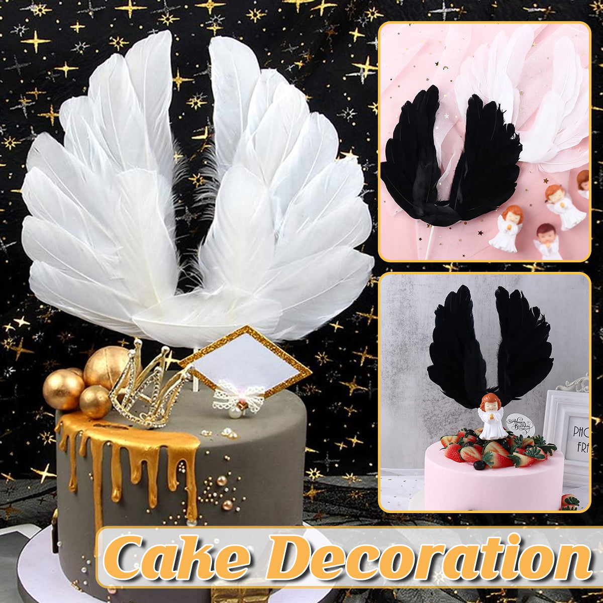 Angel Feather Wings Cake Toppers Party Decoration