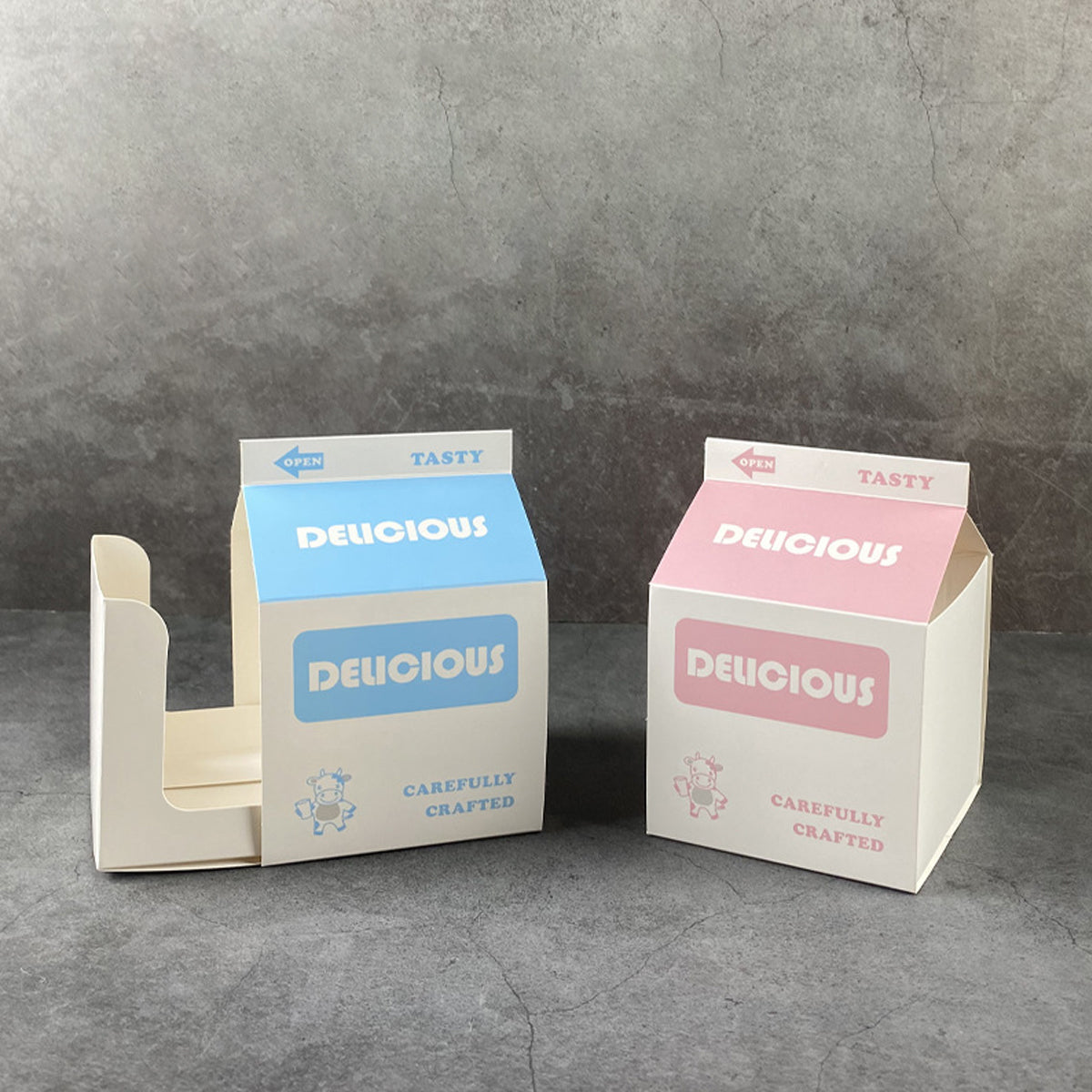 50 PCS Milk Carton Shaped Pastry Box for Bread Croissant Soufflé Cake Food Safe