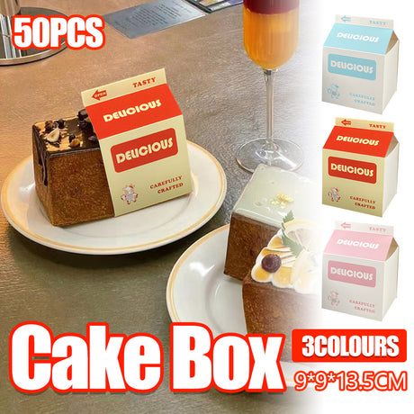 50 PCS Milk Carton Shaped Pastry Box for Bread Croissant Soufflé Cake Food Safe