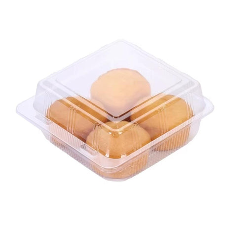 Cake Packaging Box Transparent PET Plastic 13cm 100 Pieces with Snap Lid