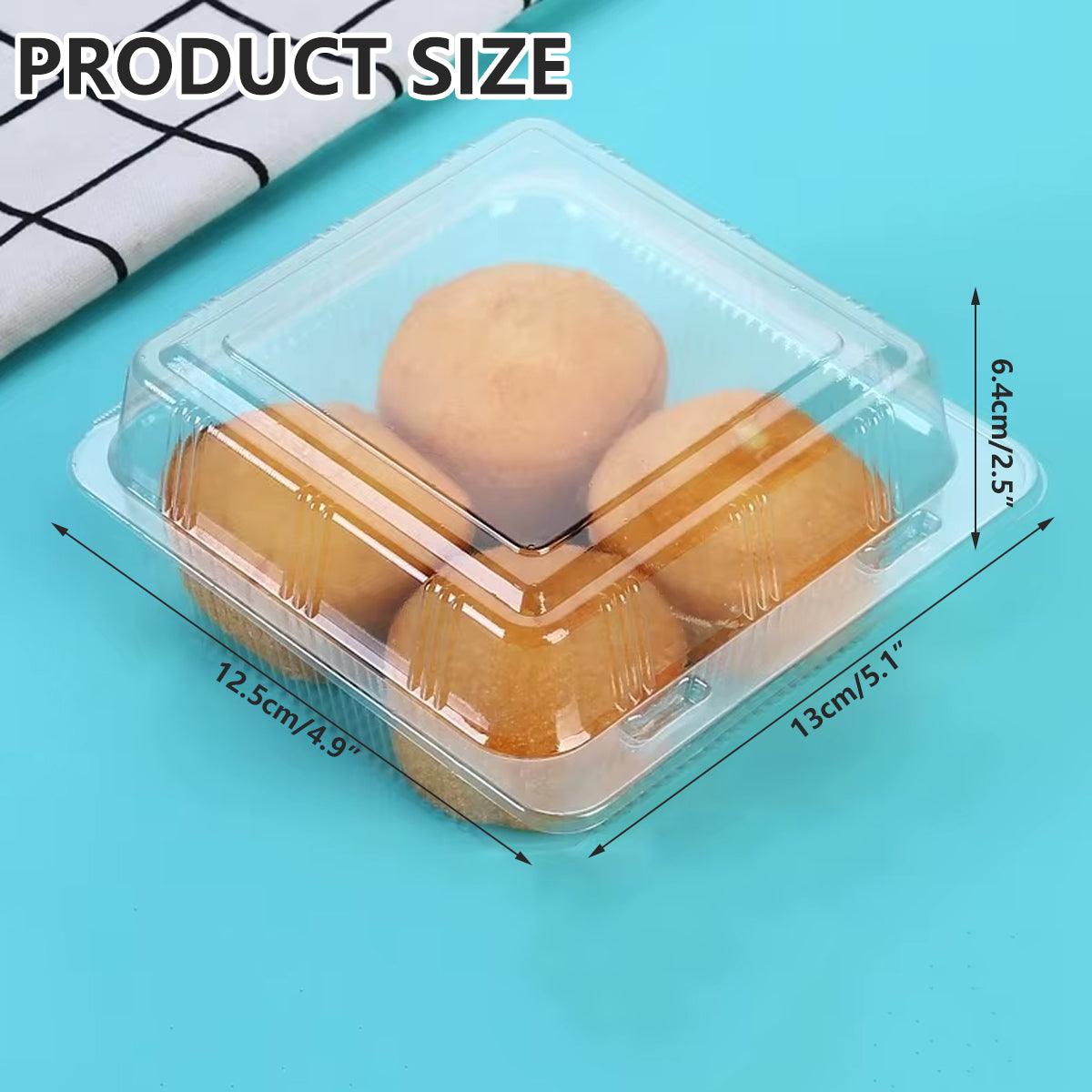 Cake Packaging Box Transparent PET Plastic 13cm 100 Pieces with Snap Lid