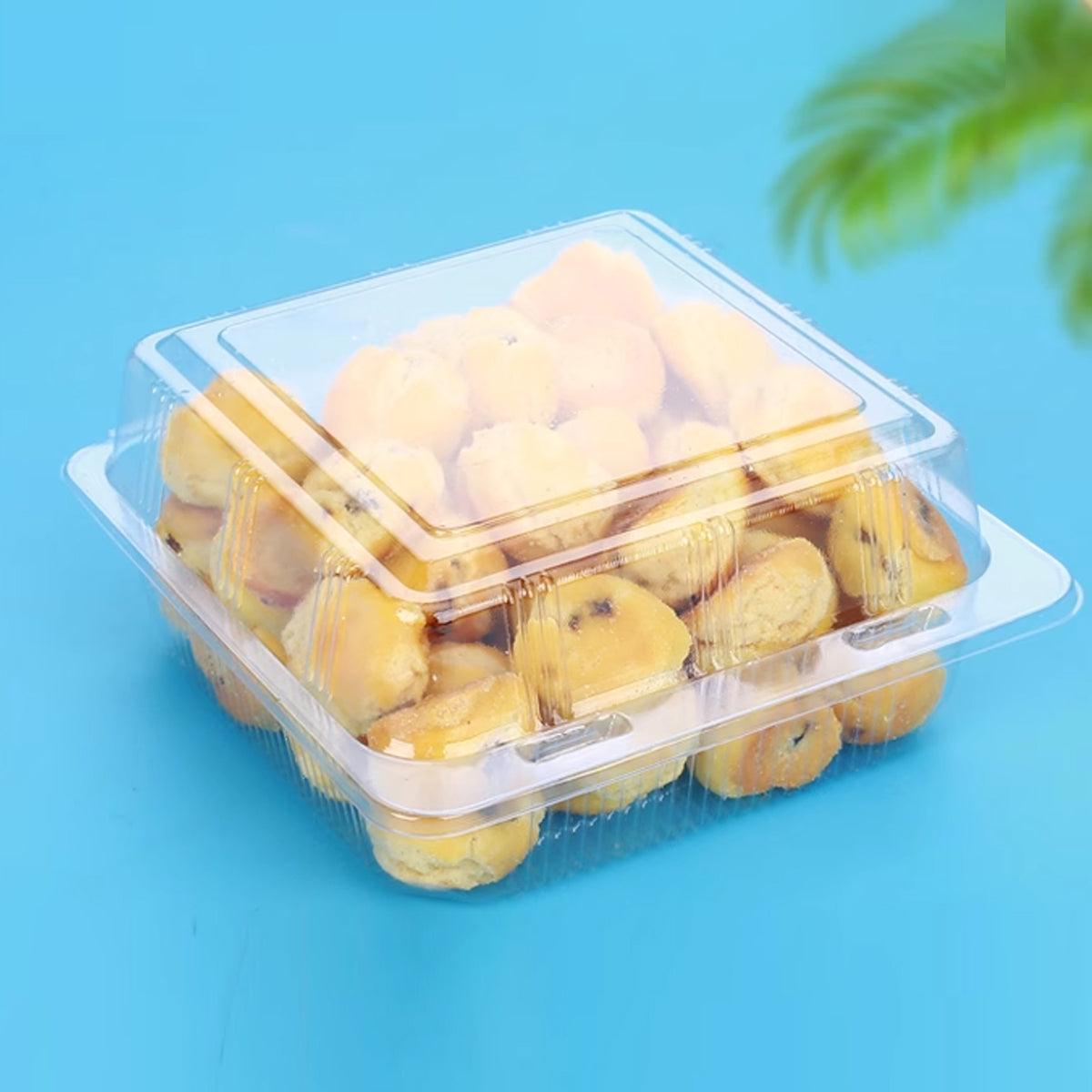 Cake Packaging Box Transparent PET Plastic 13cm 100 Pieces with Snap Lid
