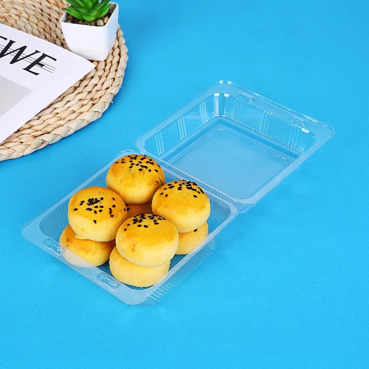Cake Packaging Box Transparent PET Plastic 13cm 100 Pieces with Snap Lid