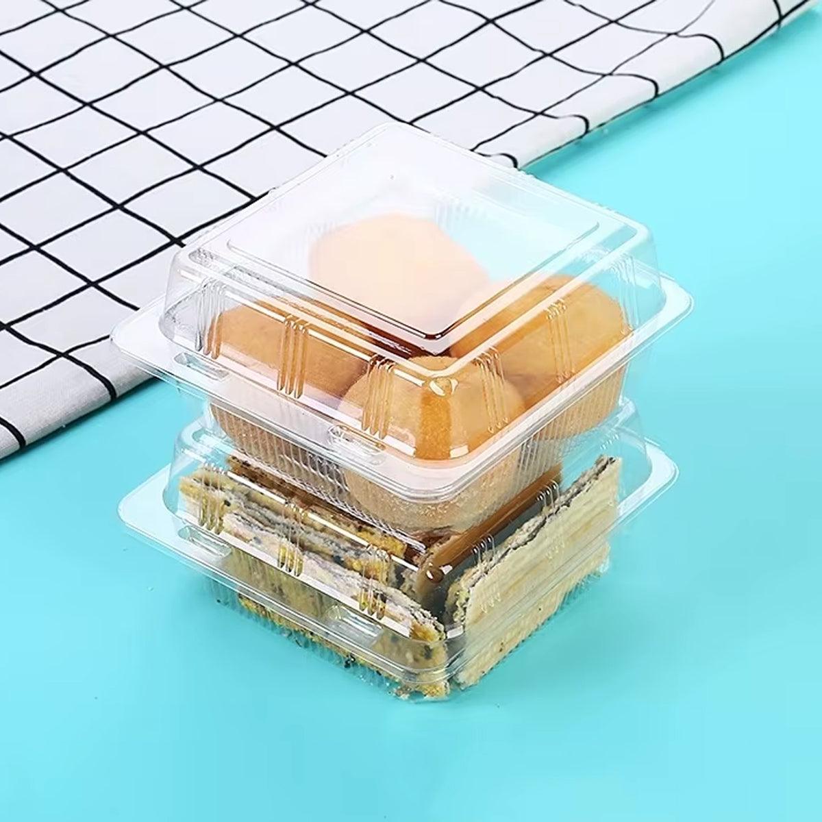 Cake Packaging Box Transparent PET Plastic 13cm 100 Pieces with Snap Lid
