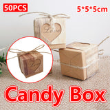 Kraft Paper Love Candy Box Wedding Gift Packaging 50PCS
