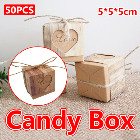 Kraft Paper Love Candy Box Wedding Gift Packaging 50PCS