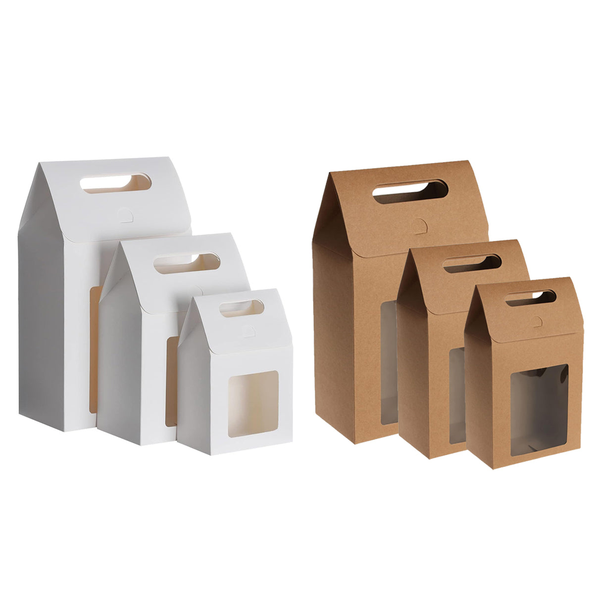 24PCS Kraft Gift Boxes with Clear Window Handle for Candy Packaging
