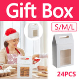 24 Pcs Handheld Kraft Paper Gift Boxes with Window for Wedding Packaging