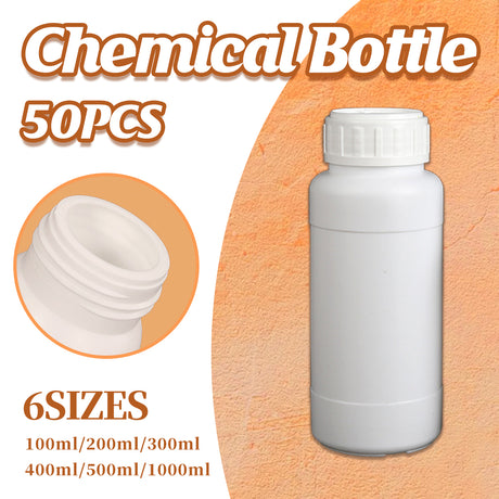 Chemical Bottle White Plastic Pesticide Reagent Bottle 50PCS