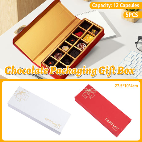 5pcs Chocolate Gift Boxes Book Style Clamshell 12-Slot
