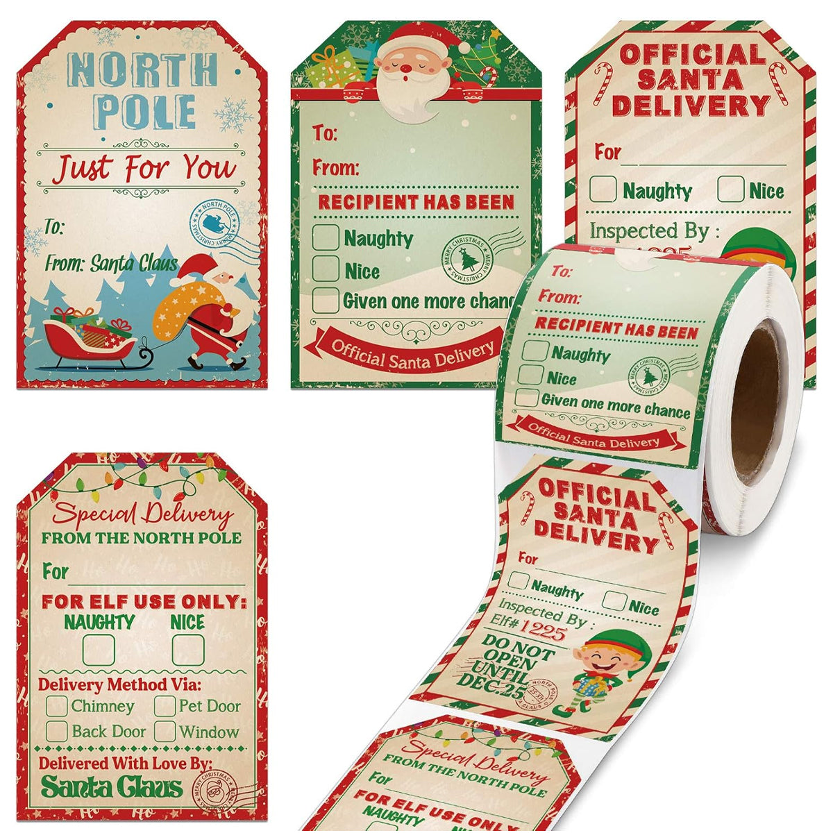 Christmas Stickers Labels 2 Rolls