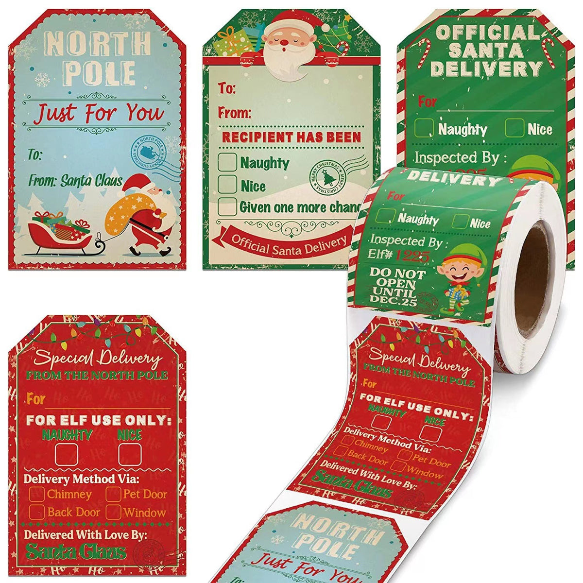 Christmas Stickers Labels 2 Rolls