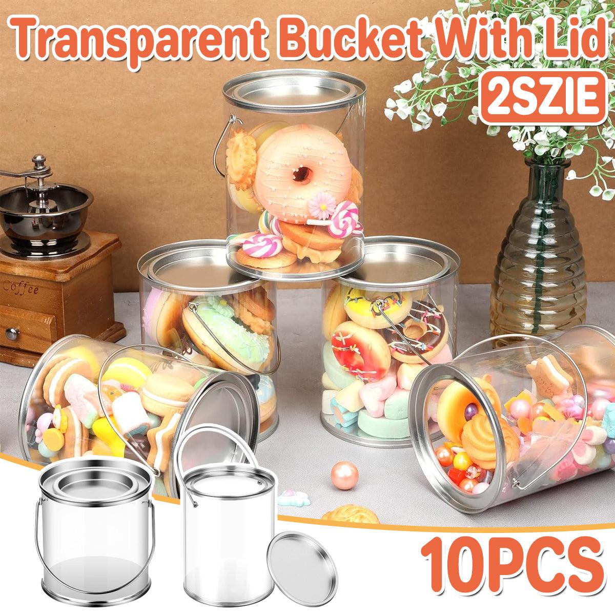 Clear Storage Container with Iron Lid and Handle – 10 Pieces