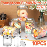 Clear Storage Container with Iron Lid and Handle – 10 Pieces