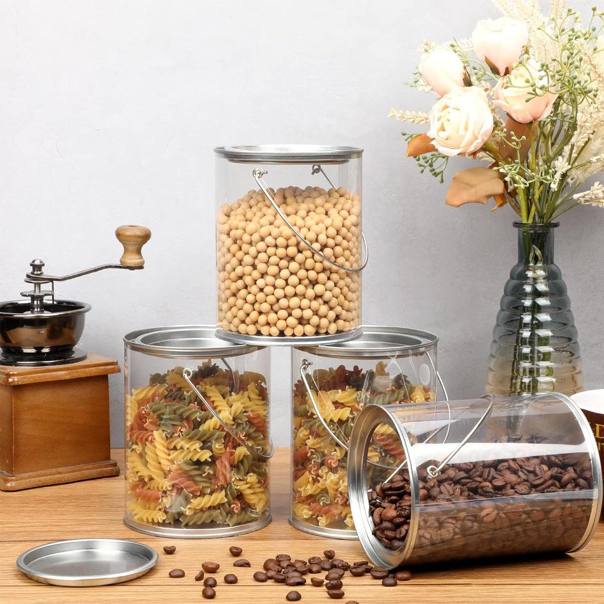 Clear Storage Container with Iron Lid and Handle – 10 Pieces