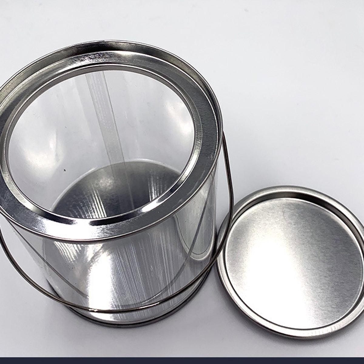 Clear Storage Container with Iron Lid and Handle – 10 Pieces