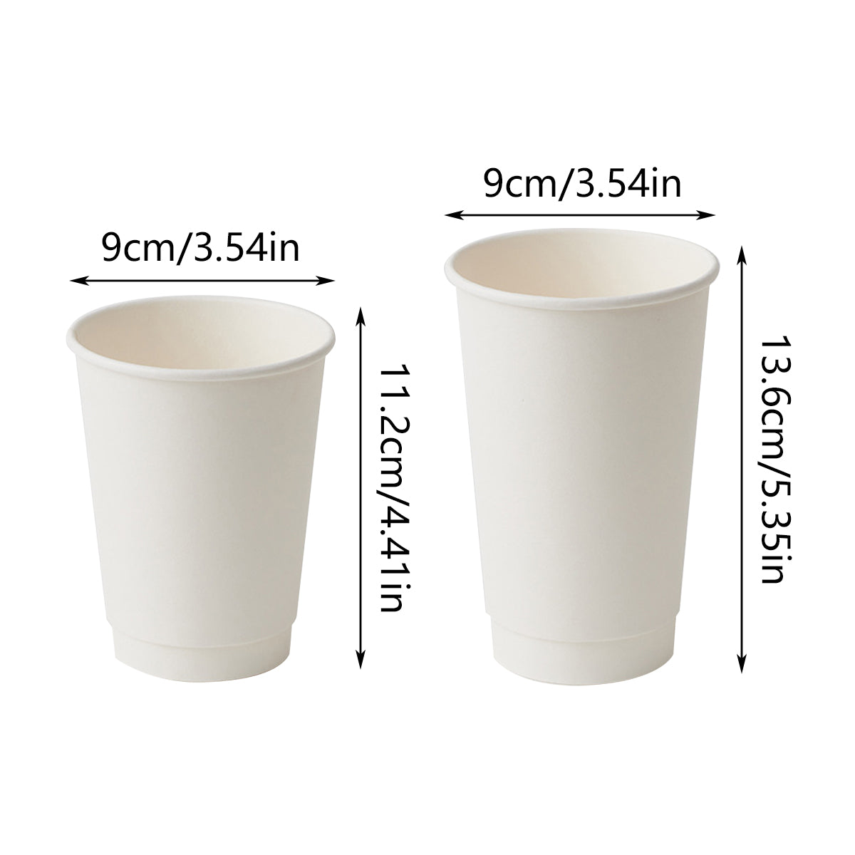Disposable Takeaway Coffee Cups Double Wall Heat Resistant Hot Drink 50PCS