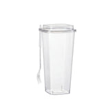 50PCS Fruit Tea Cups with Lids and Forks 650ml 960ml Takeaway Packaging