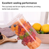 50PCS Fruit Tea Cups with Lids and Forks 650ml 960ml Takeaway Packaging