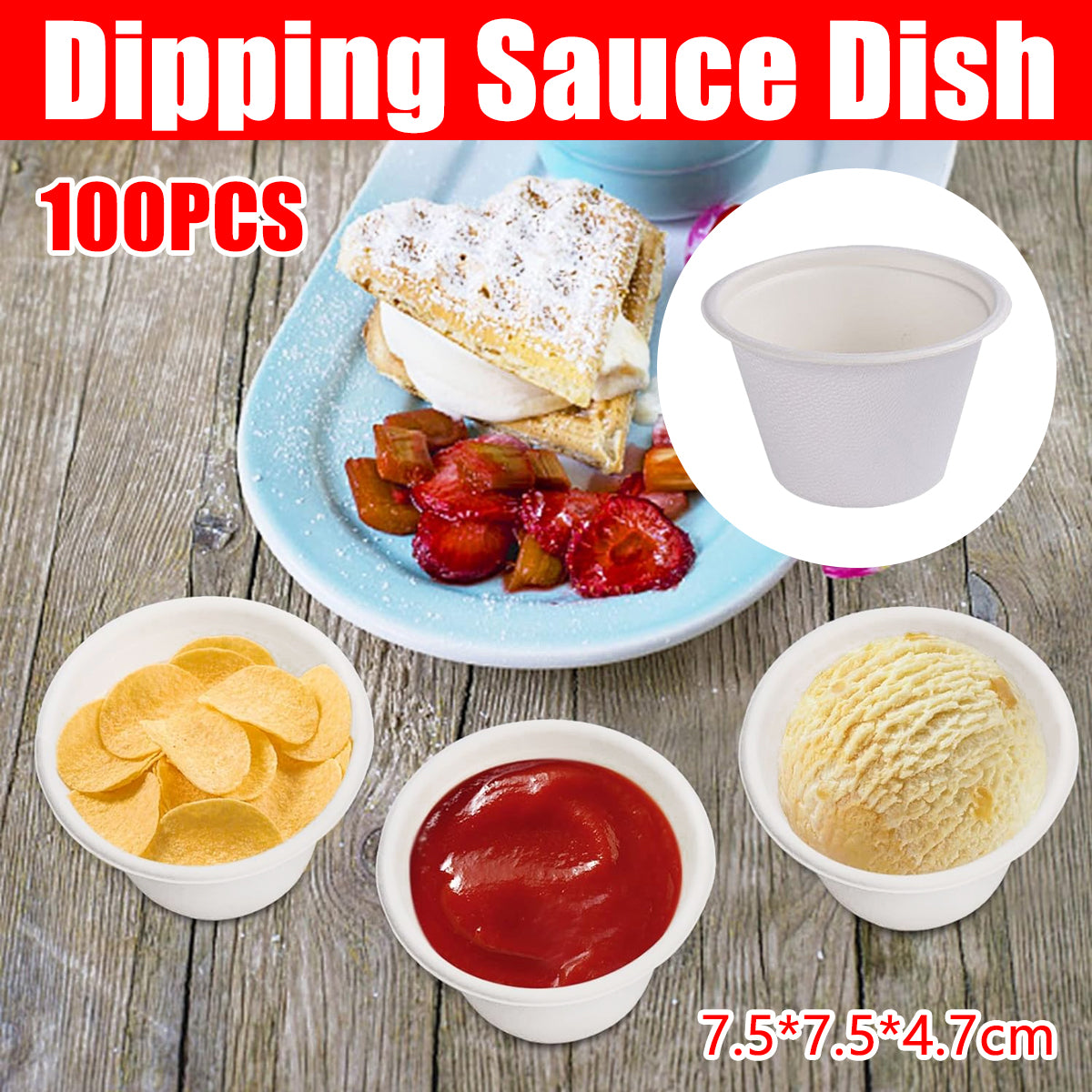 100PCS 4oz Disposable Dipping Sauce Dishes Biodegradable
