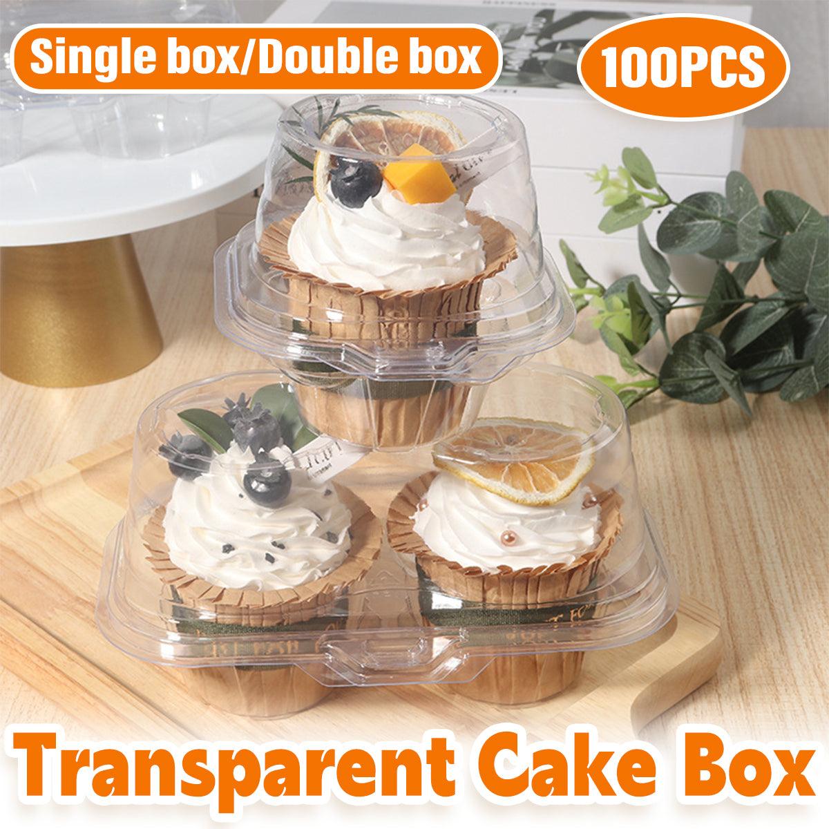 Cupcake Boxes Transparent Plastic 9.8cm Single Double 100 Pieces