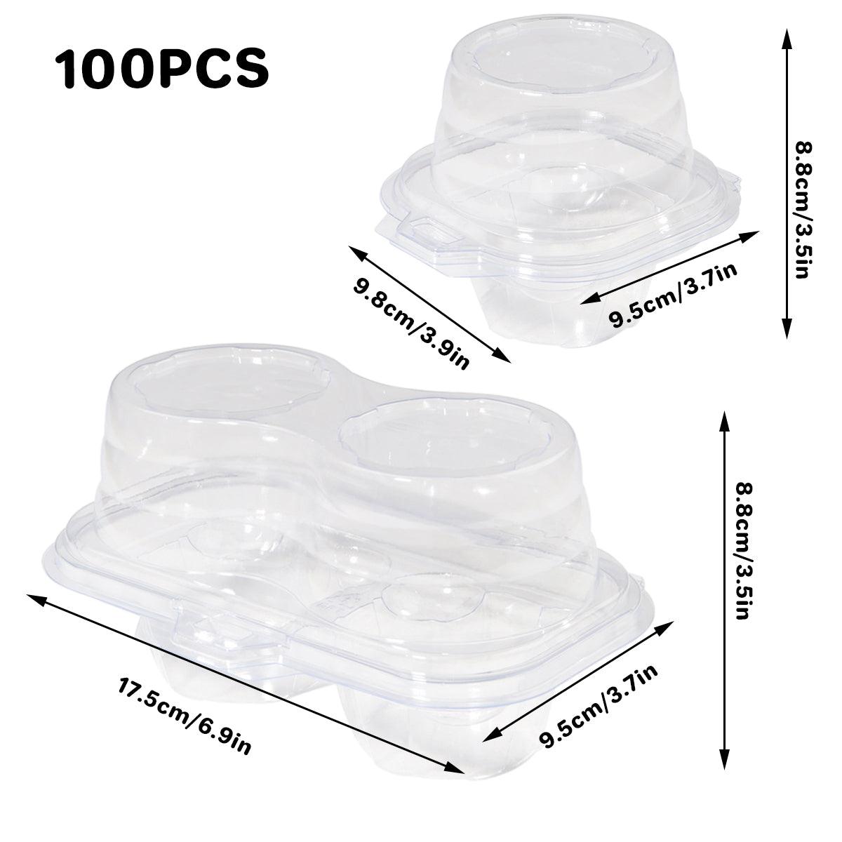 Cupcake Boxes Transparent Plastic 9.8cm Single Double 100 Pieces