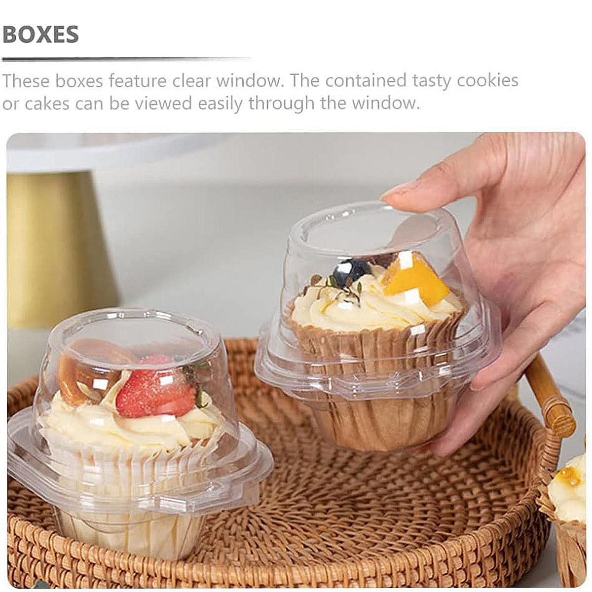 Cupcake Boxes Transparent Plastic 9.8cm Single Double 100 Pieces