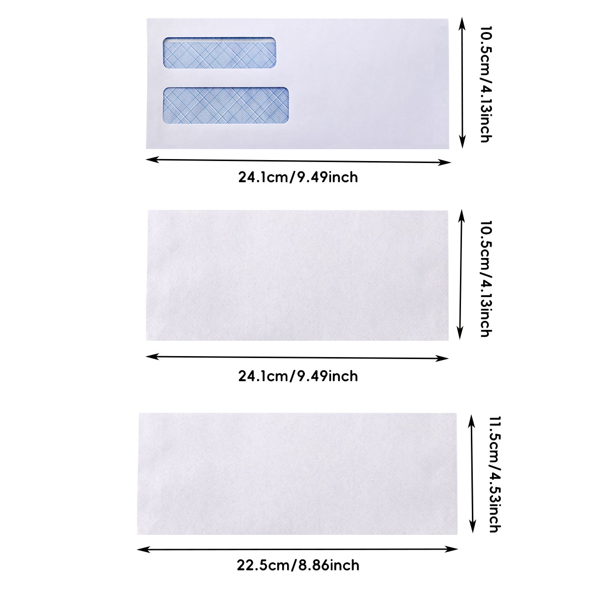 50PCS White Business Envelopes Peel and Seal Mailing 3 Sizes