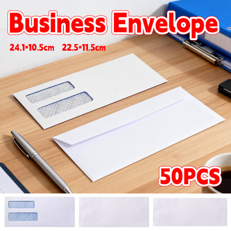 50PCS White Business Envelopes Peel and Seal Mailing 3 Sizes