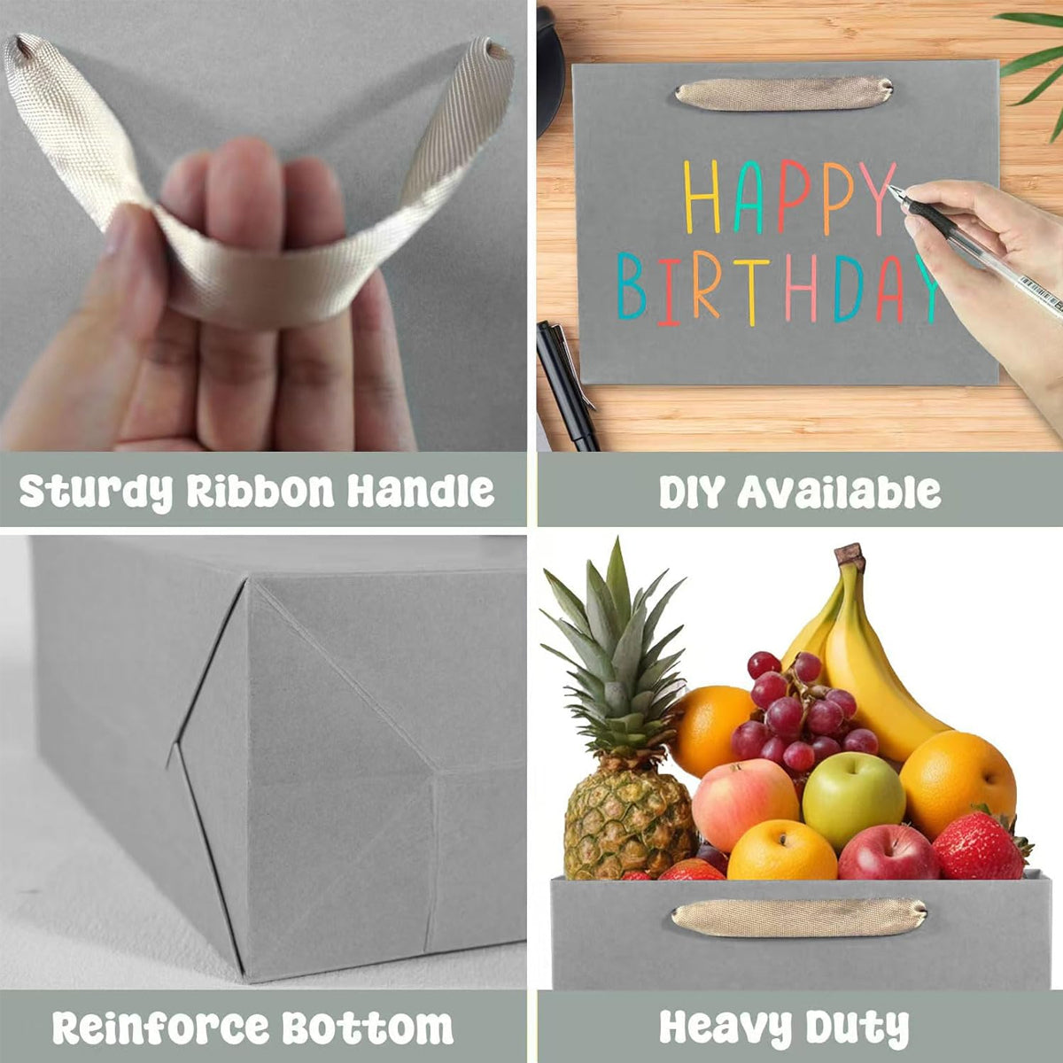 10PCS Durable Paper Gift Bags with Handles for Wedding Party