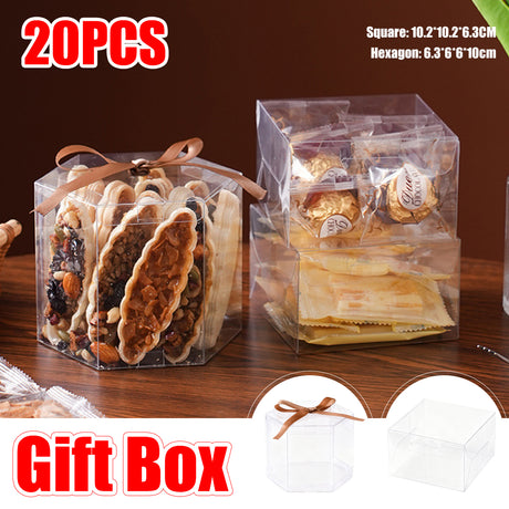 20PCS Clear Snack Pastry Gift Boxes Food Grade Cake Cookie Packaging