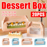20 Pcs Handheld Dessert Packaging Boxes Windowed Anti Crush Cakes Cookies