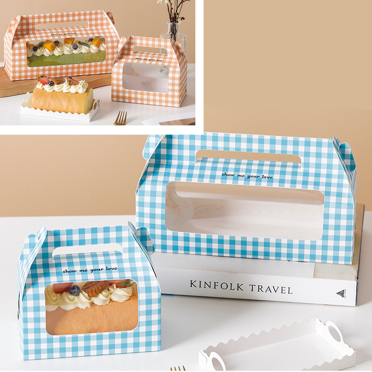 20 Pcs Handheld Dessert Packaging Boxes Windowed Anti Crush Cakes Cookies