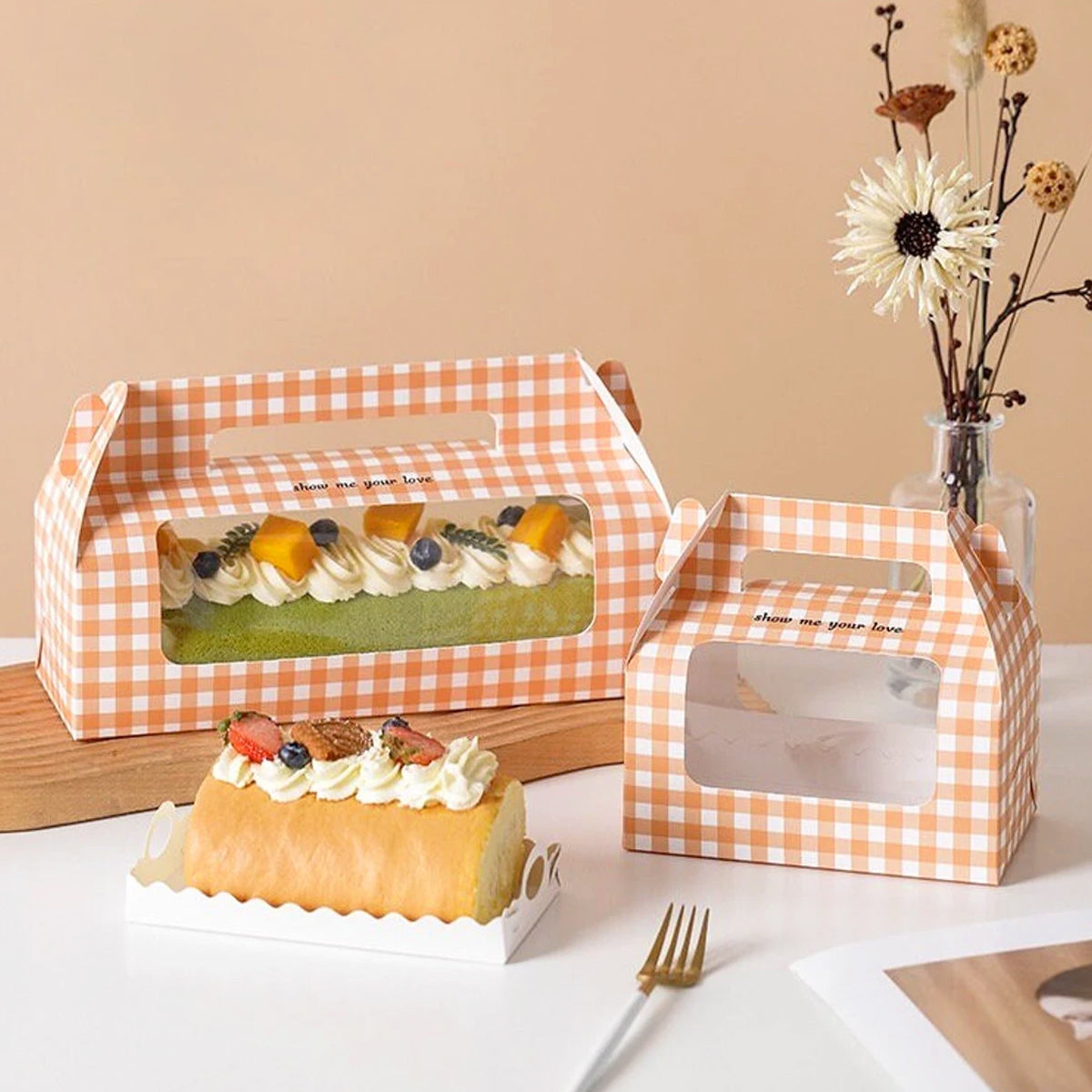 20 Pcs Handheld Dessert Packaging Boxes Windowed Anti Crush Cakes Cookies
