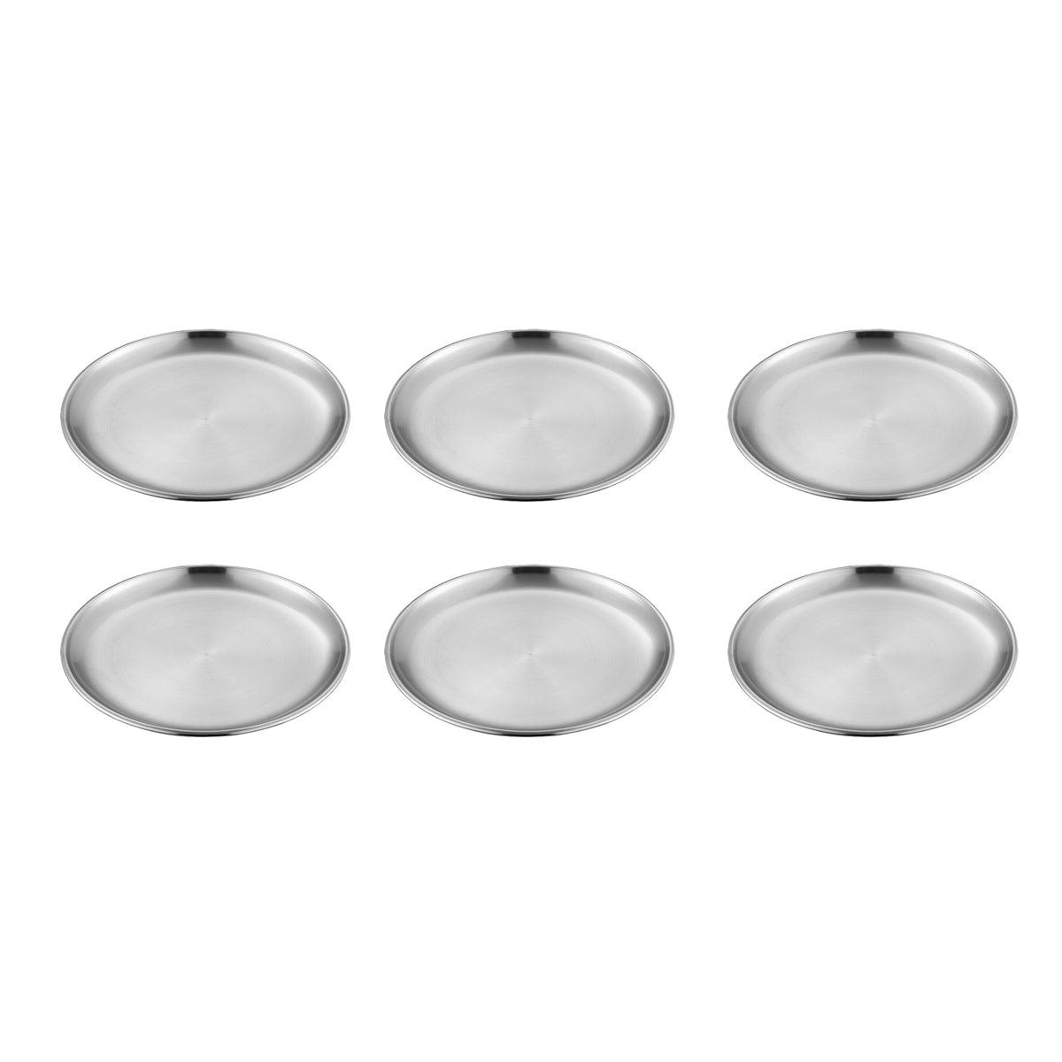 Stainless Steel Round Dinner Plate Set 6PCS