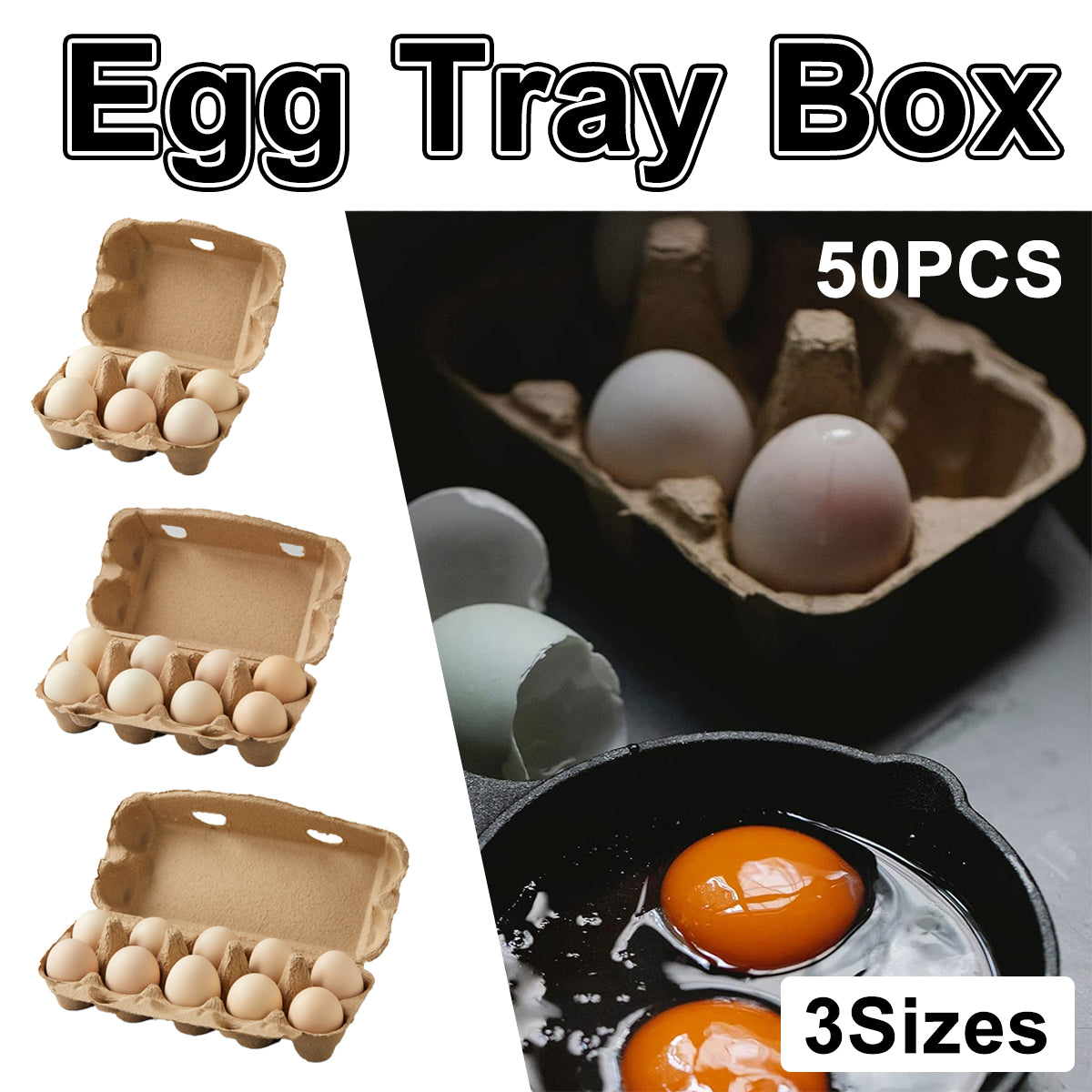 50 Pcs Egg Tray Box 6 8 10 Grid Shockproof Safe Food Storage