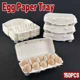 150PCS 10 Slot Paper Egg Trays Molded Pulp Stackable for Egg Packaging