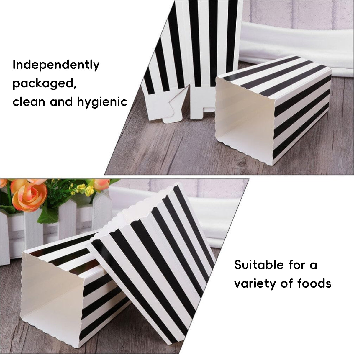 100PCS Popcorn Boxes Food Grade Disposable Snack Packaging