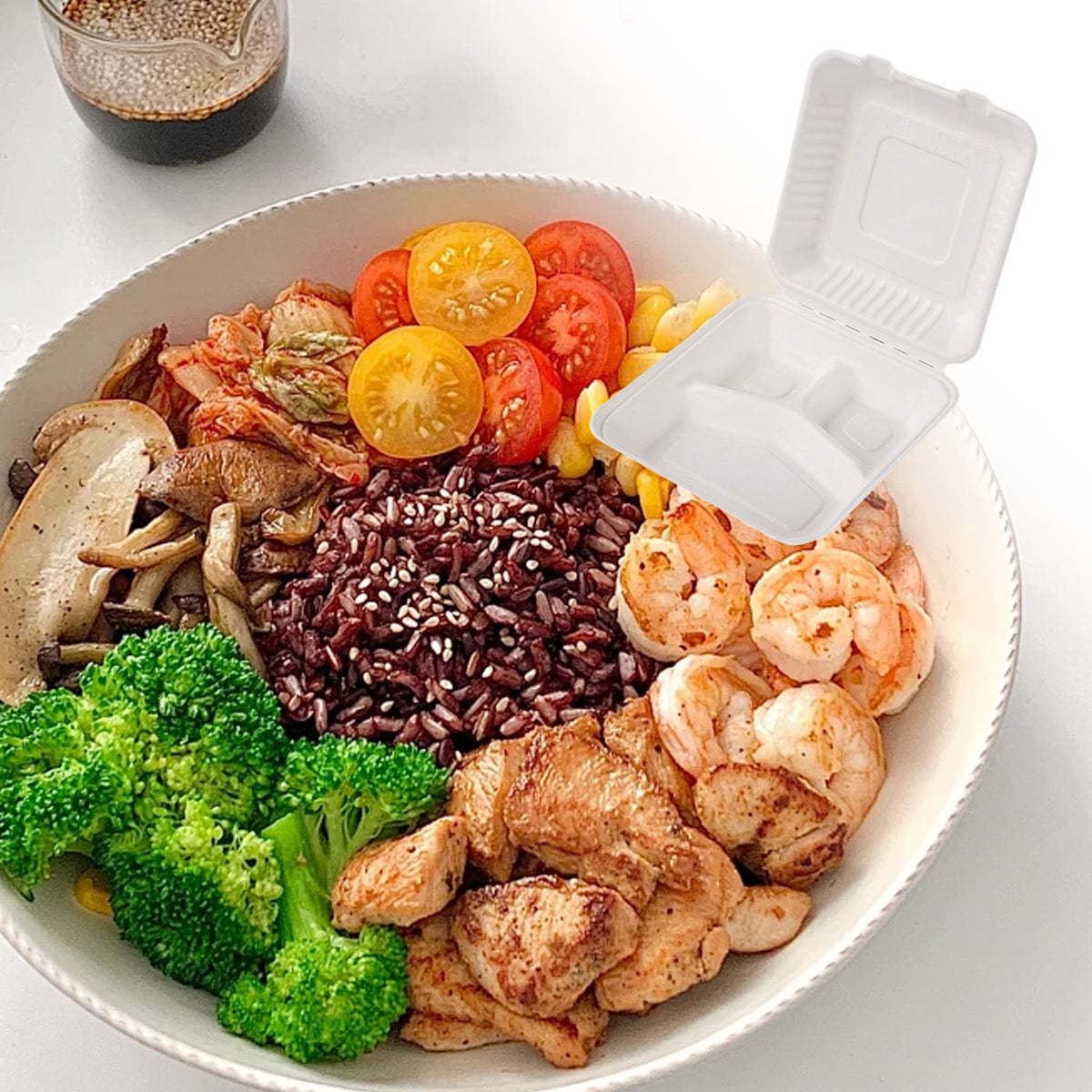 100PCS Disposable Biodegradable Lunch Box for Food Storage Takeaway Meal Safe