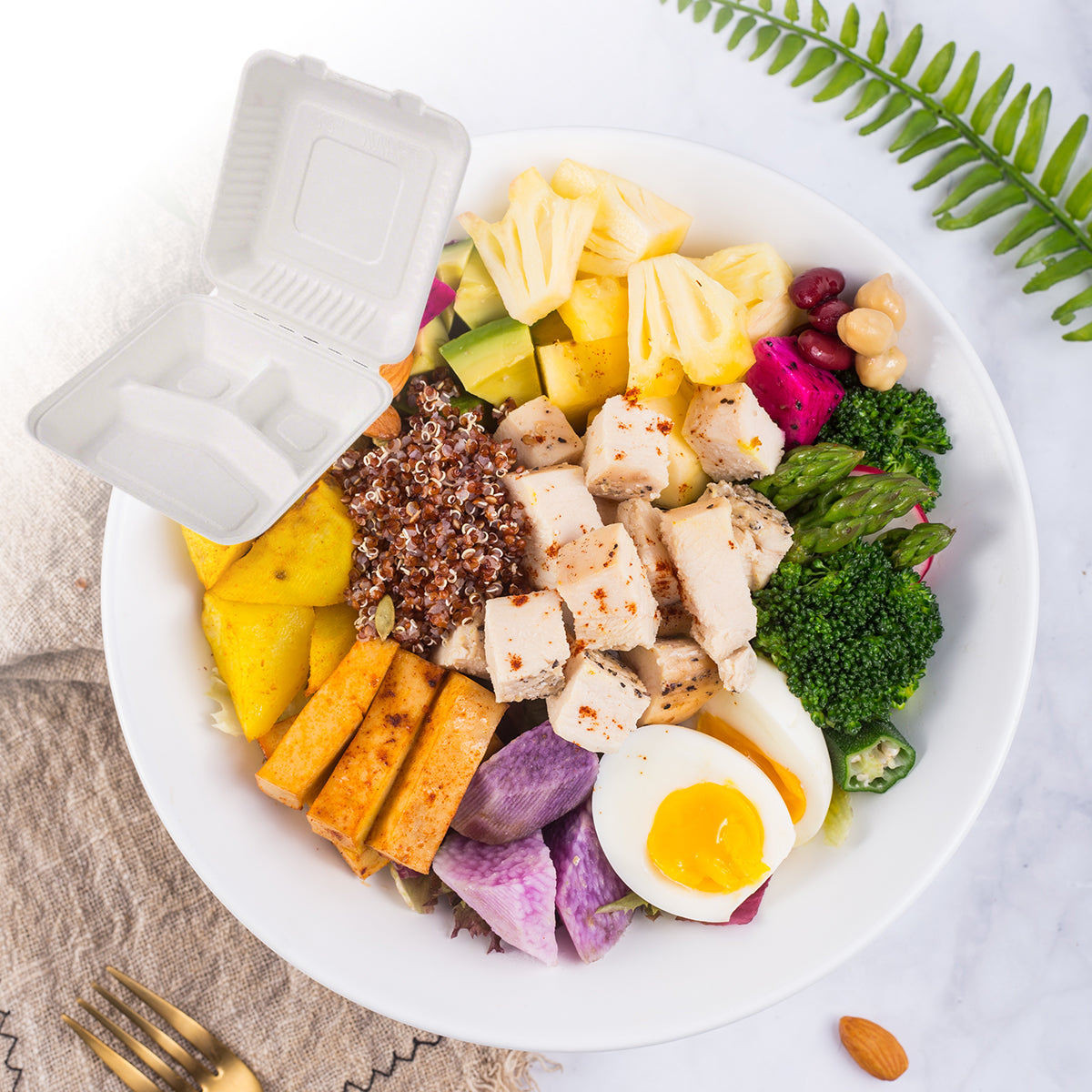 100PCS Disposable Biodegradable Lunch Box for Food Storage Takeaway Meal Safe