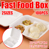 100PCS Disposable Biodegradable Lunch Box for Food Storage Takeaway Meal Safe