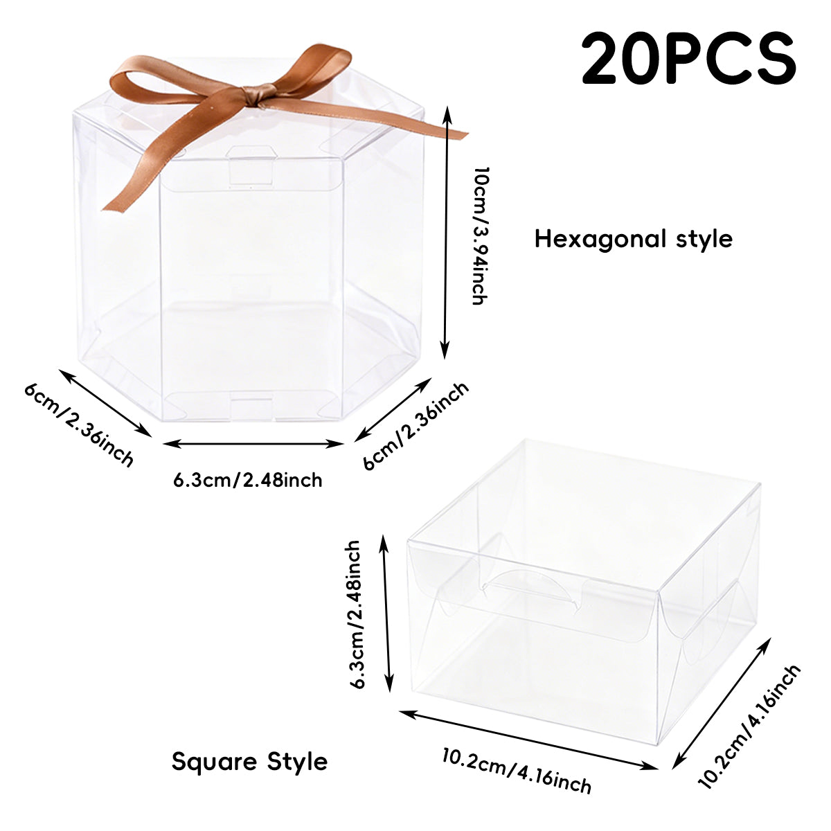20PCS Clear Snack Pastry Gift Boxes Food Grade Cake Cookie Packaging