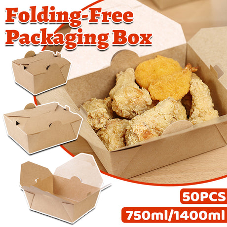 Disposable Kraft Paper Food Boxes With Lid Fried Chicken Fast Food