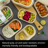 50PCS Disposable Two Compartment Salad Box Leakproof Meal Container