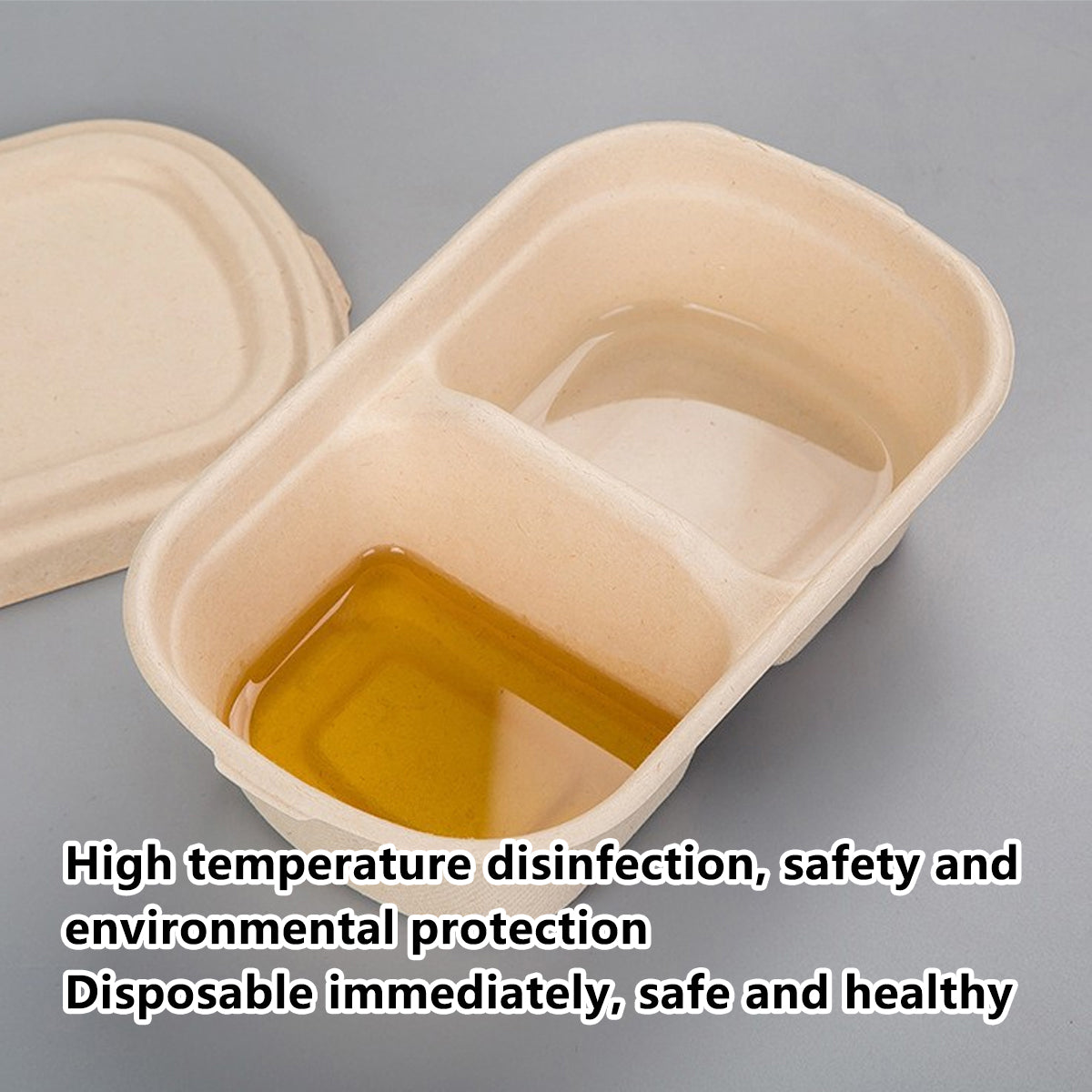 50PCS Disposable Two Compartment Salad Box Leakproof Meal Container
