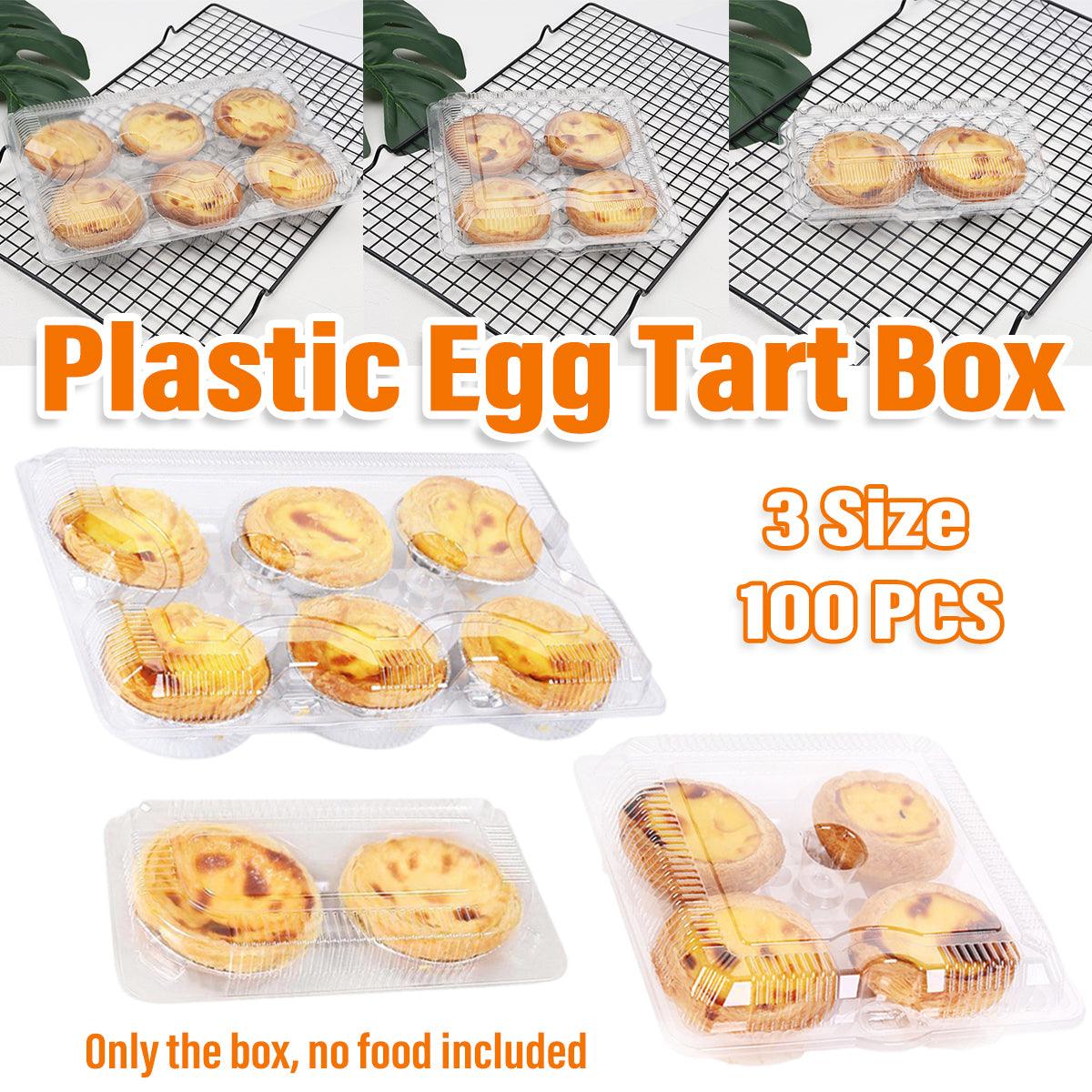 Food Packaging Boxes Transparent Plastic 6-Grid 100 Pieces for Egg Tarts