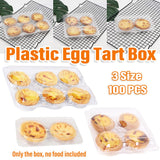 Food Packaging Boxes Transparent Plastic 6-Grid 100 Pieces for Egg Tarts