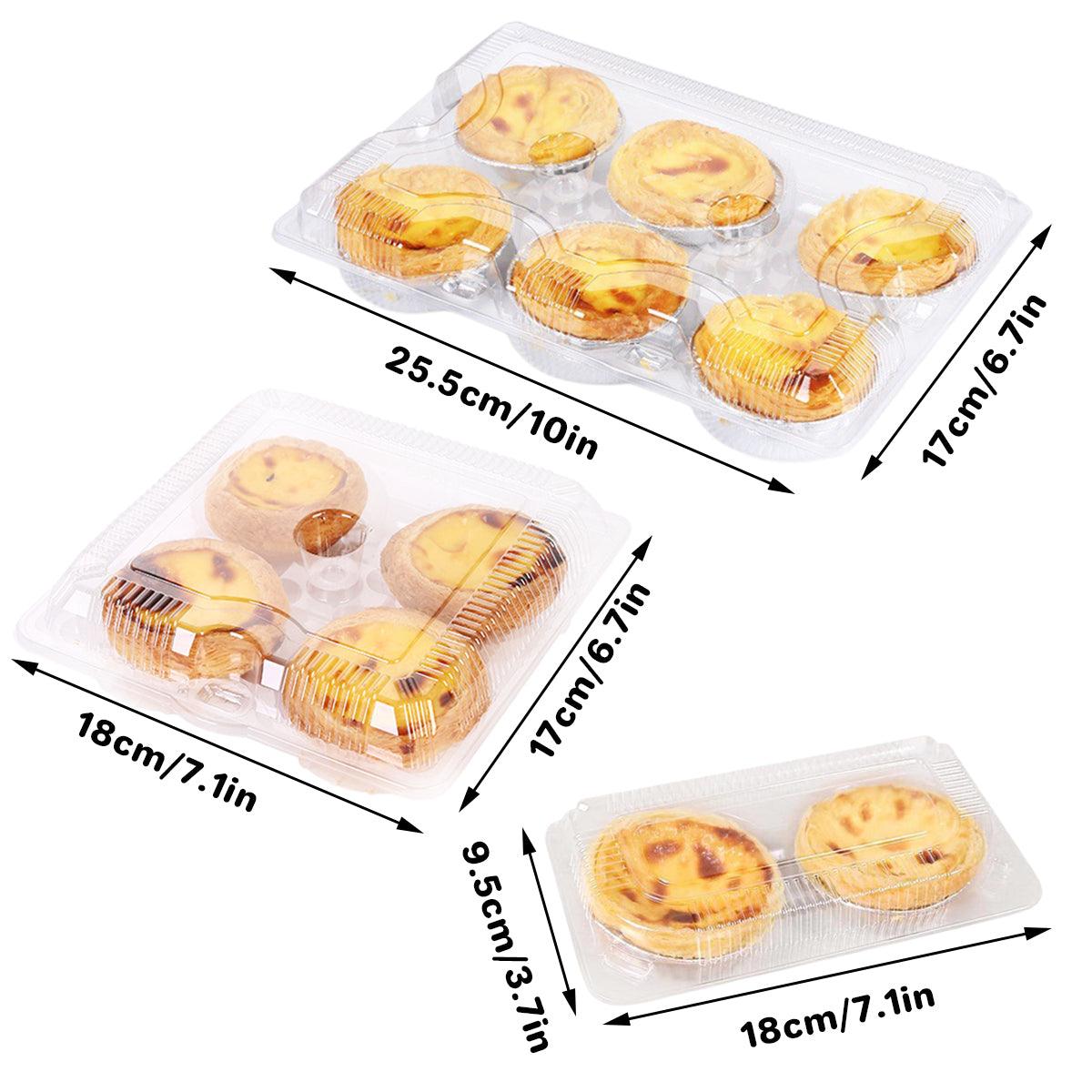 Food Packaging Boxes Transparent Plastic 6-Grid 100 Pieces for Egg Tarts